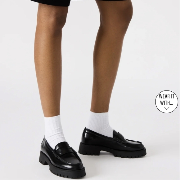 Steve Madden Langston Black Leather Loafers Size 8 - Picture 4 of 5